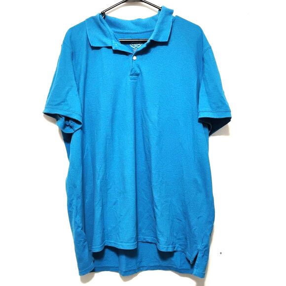 Men's Blue Cotton Short Sleeve Polo Shirt Large collared pullover classic golf - Picture 1 of 4